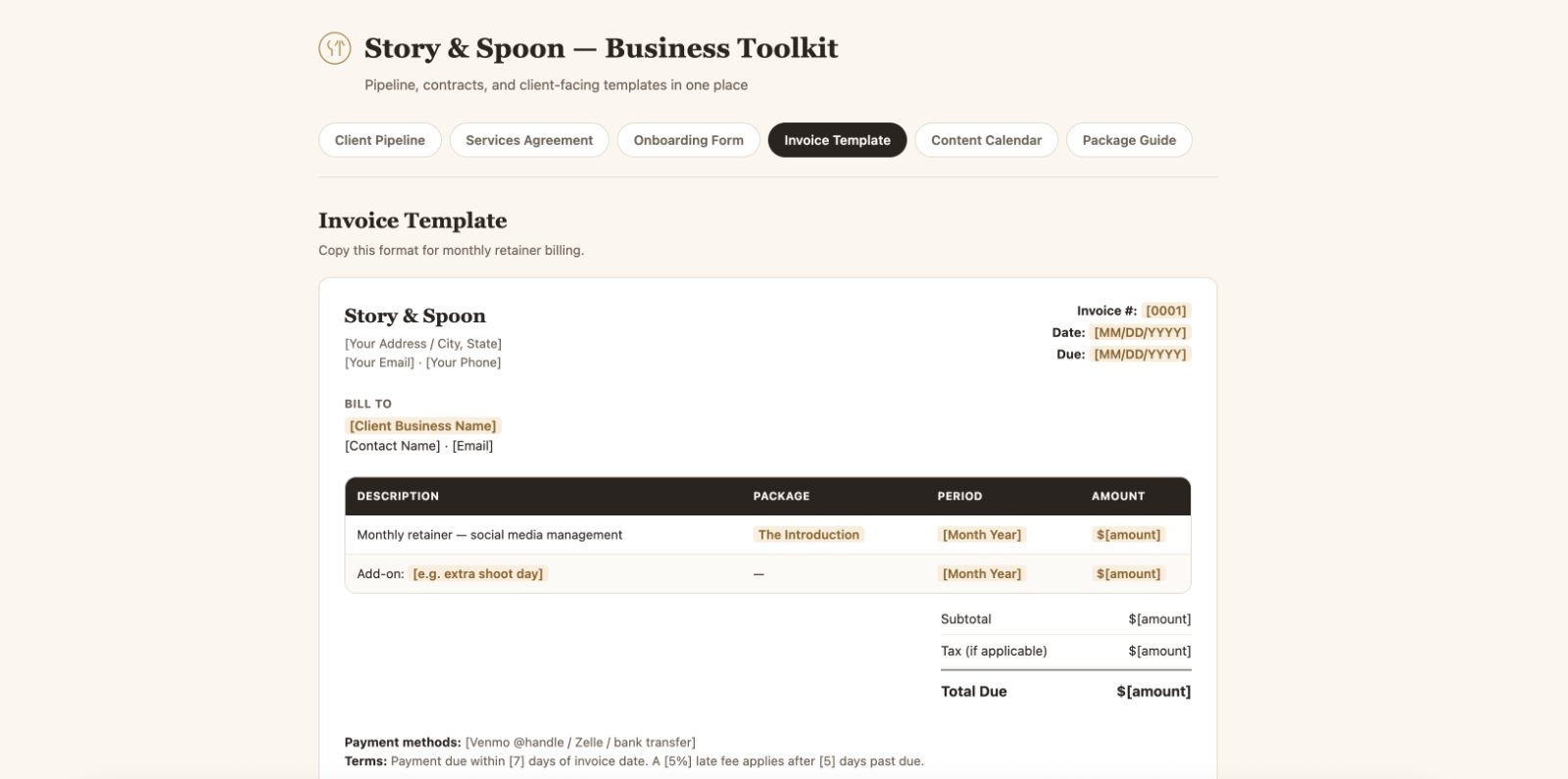 Invoice template