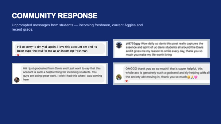 Community response — unprompted student DMs