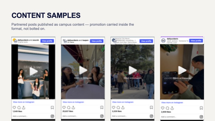 Content samples — promotion inside the format